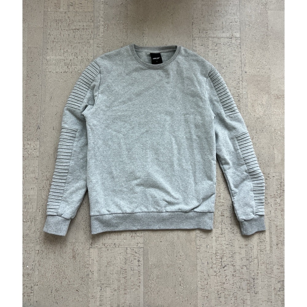 Nana Judy Gray Moto Crewneck Sweatshirt Mens Small Fleece Ribbed Sleeve Pullover